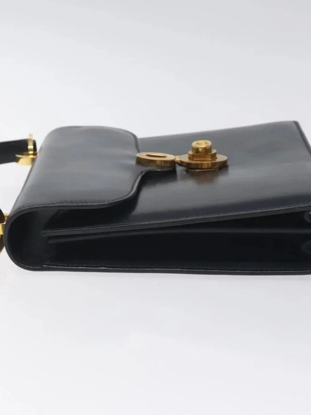 GUCCI Hand Bag Leather Navy Gold Auth - Picture 5 of 16